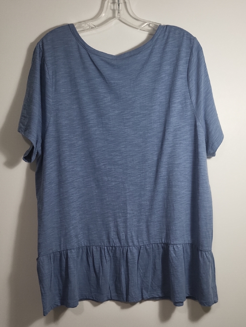 Medium blue roomy tunic wide ruffled hem  women's XL  2764 - Picture 4 of 4